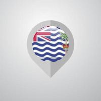 puntero de navegación del mapa con el vector de diseño de la bandera del territorio británico del océano índico