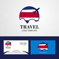 Travel Costa Rica Flag Logo and Visiting Card Design vector