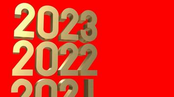 The gold number 2023 on red background  3d rendering photo