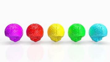 The brain multi color  on white  background  for creative concept 3d rendering photo