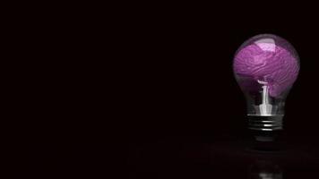 The lightbulb brain on black background  3d rendering photo