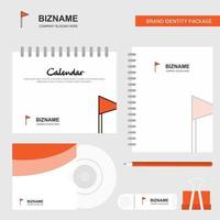 Sports Flag Logo Calendar Template CD Cover Diary and USB Brand Stationary Package Design Vector Template