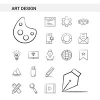 Art Design hand drawn Icon set style isolated on white background Vector