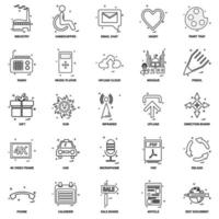 25 conjunto de iconos de línea de mezcla de concepto de negocio vector