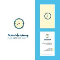 vector de diseño vertical de logotipo creativo de reloj y tarjeta de visita