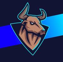 bull head logo mascot design with big horn for sport or game design
