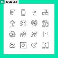 Set of 16 Modern UI Icons Symbols Signs for weather rain arrow stock industry stock Editable Vector Design Elements