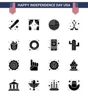 Big Pack of 16 USA Happy Independence Day USA Vector Solid Glyphs and Editable Symbols of fast ice usa hokey usa Editable USA Day Vector Design Elements