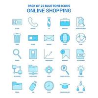 Online Shopping Blue Tone Icon Pack 25 Icon Sets vector