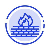 Antivirus Computer Firewall Network Security Blue Dotted Line Line Icon vector