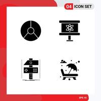 Set of 4 Vector Solid Glyphs on Grid for business build graphical board develop Editable Vector Design Elements