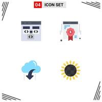Set of 4 Modern UI Icons Symbols Signs for app download develop quality down Editable Vector Design Elements