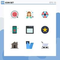 Editable Vector Line Pack of 9 Simple Flat Colors of app privacy profile data soccer Editable Vector Design Elements