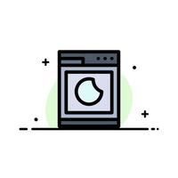 máquina de cocina lavado limpio negocio línea plana icono lleno vector banner plantilla