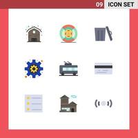 Set of 9 Modern UI Icons Symbols Signs for trolley bus ecology settings business Editable Vector Design Elements