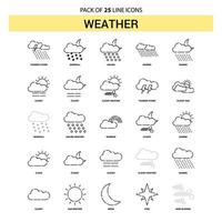 conjunto de iconos de línea meteorológica 25 estilo de contorno discontinuo vector