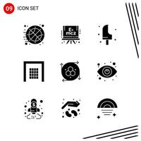 colección de 9 iconos vectoriales en estilo sólido símbolos de glifo perfecto de píxel para web y móvil signos de icono sólido sobre fondo blanco 9 iconos fondo de vector de icono negro creativo