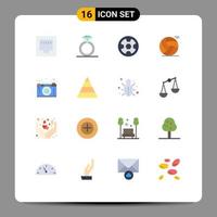 Group of 16 Modern Flat Colors Set for graphic creativity football camera sport Editable Pack of Creative Vector Design Elements