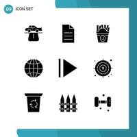 9 Creative Icons Modern Signs and Symbols of play internet interface globe usa Editable Vector Design Elements