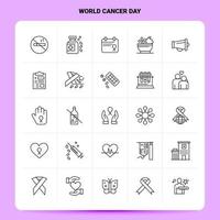 contorno 25 conjunto de iconos del día mundial contra el cáncer diseño de estilo de línea vectorial conjunto de iconos negros paquete de pictogramas lineales diseño de ideas de negocios web y móviles ilustración vectorial vector