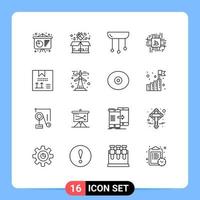 Pack of 16 creative Outlines of coding fintech decorations finance fintech industry Editable Vector Design Elements