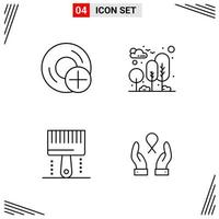 4 Icons Line Style Grid Based Creative Outline Symbols for Website Design Simple Line Icon Signs Isolated on White Background 4 Icon Set Creative Black Icon vector background