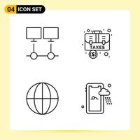 4 Creative Icons for Modern website design and responsive mobile apps 4 Outline Symbols Signs on White Background 4 Icon Pack Creative Black Icon vector background