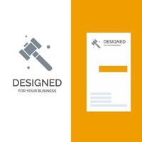 Construction Hammer Tool Grey Logo Design and Business Card Template vector