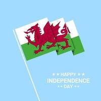 diseño tipográfico del día de la independencia de gales con vector de bandera