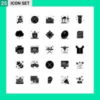 Pictogram Set of 25 Simple Solid Glyphs of investment bank waste tutorials mobile Editable Vector Design Elements