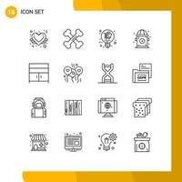 16 Thematic Vector Outlines and Editable Symbols of furniture cabinet retail hydrant city Editable Vector Design Elements