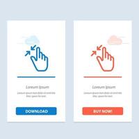 Contract Gestures Interface Pinch Touch  Blue and Red Download and Buy Now web Widget Card Template vector