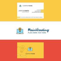 Beautiful Laptop Logo and business card vertical Design Vector