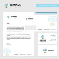 Uploading on cloud Business Letterhead Envelope and visiting Card Design vector template