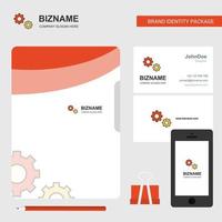 Gear Business Logo File Cover Visiting Card and Mobile App Design Vector Illustration