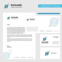 Globe Business Letterhead Envelope and visiting Card Design vector template