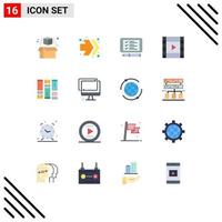 Group of 16 Flat Colors Signs and Symbols for computer wirefram pin sketching play Editable Pack of Creative Vector Design Elements