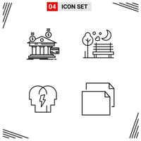 4 Icons Line Style Grid Based Creative Outline Symbols for Website Design Simple Line Icon Signs Isolated on White Background 4 Icon Set Creative Black Icon vector background