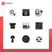 Stock Vector Icon Pack of 9 Line Signs and Symbols for uniform shirt website t tools Editable Vector Design Elements
