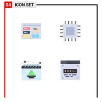 Group of 4 Flat Icons Signs and Symbols for account calendar id devices powder Editable Vector Design Elements