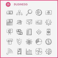 Business Hand Drawn Icons Set For Infographics Mobile UXUI Kit And Print Design Include Internet Globe Global Communication Mouse Computer Device Pointer Eps 10 Vector