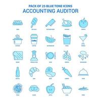 paquete de iconos de tono azul de auditor de contabilidad 25 conjuntos de iconos vector