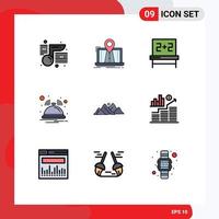 Universal Icon Symbols Group of 9 Modern Filledline Flat Colors of landscape service route notification bell Editable Vector Design Elements