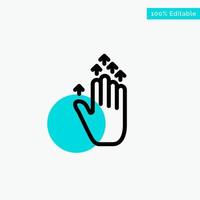 Gesture Hand arrow Up turquoise highlight circle point Vector icon