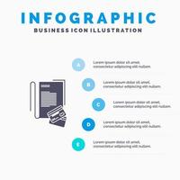 nota cuaderno tarjetas crédito sólido icono infografía 5 pasos presentación antecedentes vector