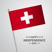 diseño tipográfico del día de la independencia de suiza con vector de bandera