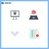 User Interface Pack of 4 Basic Flat Icons of computer down security imagination headphones Editable Vector Design Elements