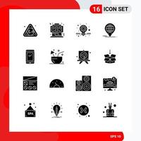 Modern Set of 16 Solid Glyphs and symbols such as smart phone modern console global business Editable Vector Design Elements