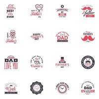 Happy fathers day greeting cards set 16 Black and Pink Vector typography lettering Usable for banners print You are the best dad text design Editable Vector Design Elements