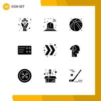 Solid Glyph Pack of 9 Universal Symbols of catch borrowing ideas beach right arrow Editable Vector Design Elements